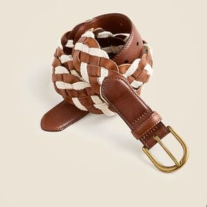 NEW J. Crew Mens Braided rope and brown leather belt size 32 Item CJ279